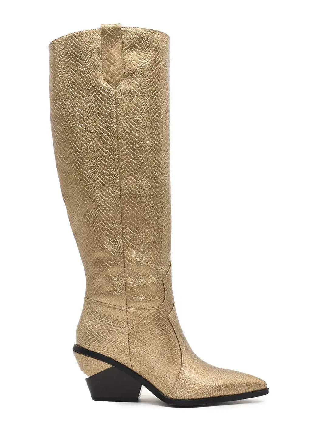 AZAREY Cowboystiefel Gold Print Lederfußbett