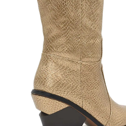 AZAREY Cowboystiefel Gold Print Lederfußbett