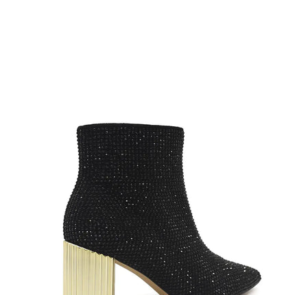 AZAREY Stiefeletten Schwarz Strass Goldfarbene Ferse Lederfußbett