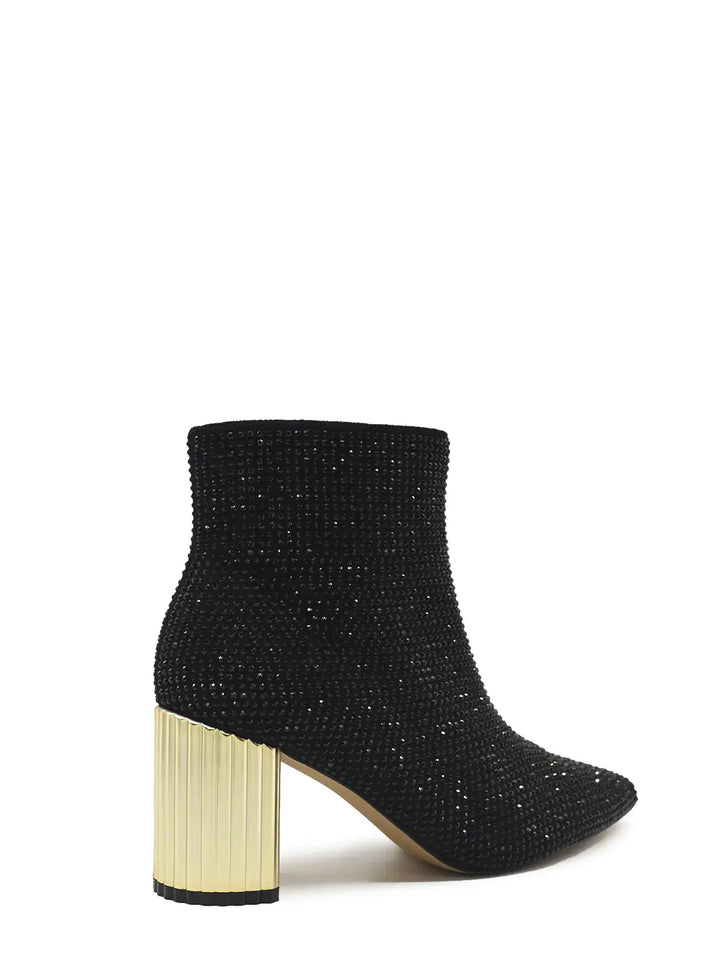 AZAREY Stiefeletten Schwarz Strass Goldfarbene Ferse Lederfußbett