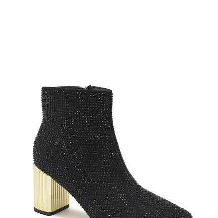 AZAREY Stiefeletten Schwarz Strass Goldfarbene Ferse Lederfußbett