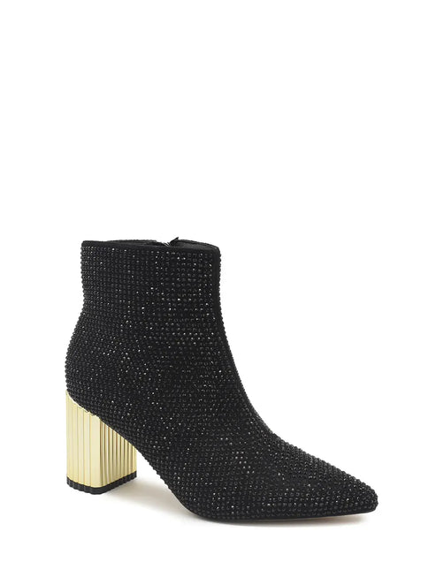 AZAREY Stiefeletten Schwarz Strass Goldfarbene Ferse Lederfußbett