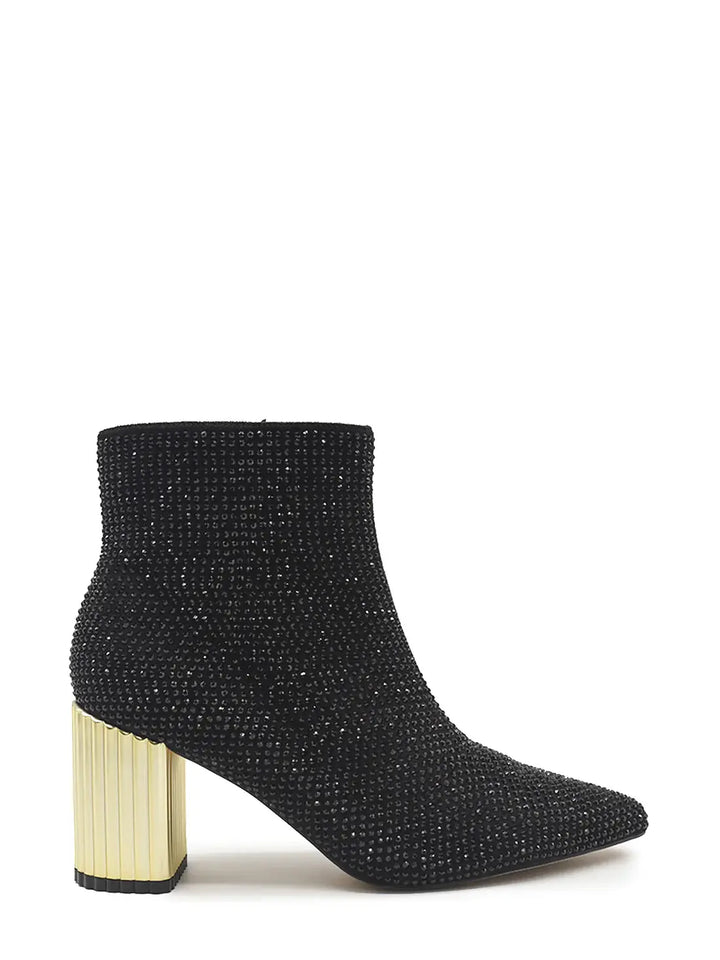 AZAREY Stiefeletten Schwarz Strass Goldfarbene Ferse Lederfußbett