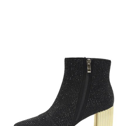AZAREY Stiefeletten Schwarz Strass Goldfarbene Ferse Lederfußbett