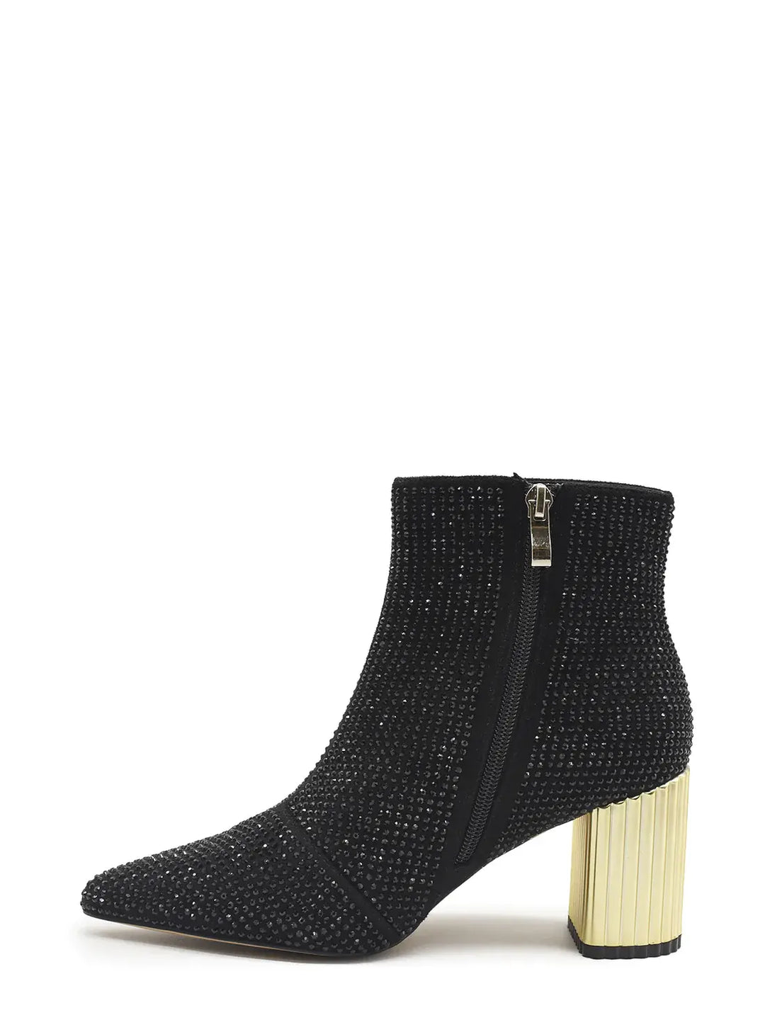 AZAREY Stiefeletten Schwarz Strass Goldfarbene Ferse Lederfußbett