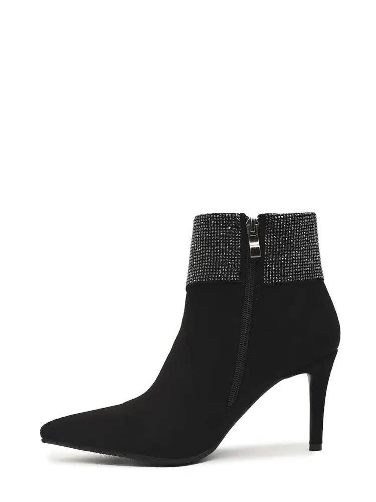 AZAREY Stiefeletten Schwarz Wildleder Strass Lederfußbett