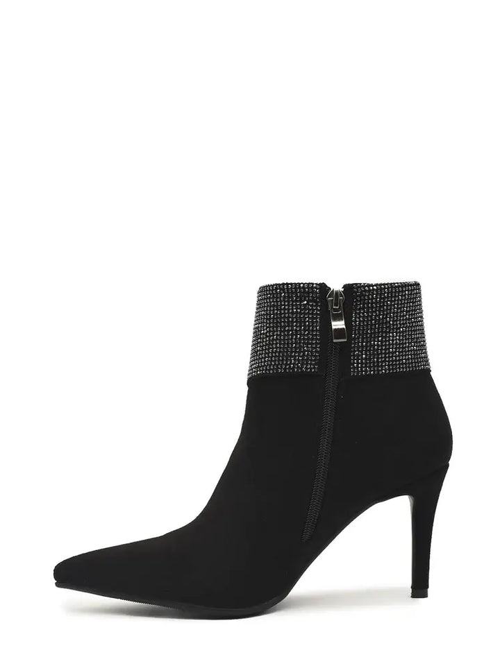 AZAREY Stiefeletten Schwarz Wildleder Strass Lederfußbett