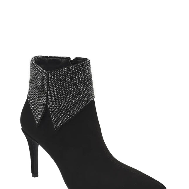 AZAREY Stiefeletten Schwarz Wildleder Strass Lederfußbett