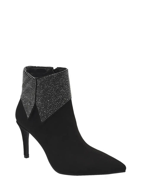 AZAREY Stiefeletten Schwarz Wildleder Strass Lederfußbett