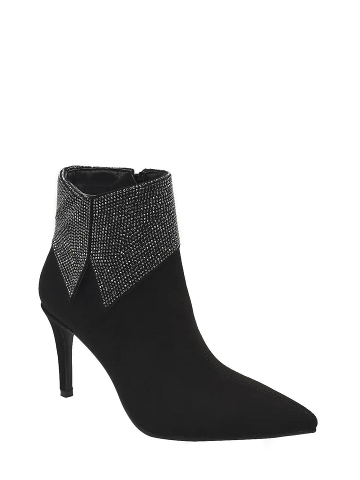 AZAREY Stiefeletten Schwarz Wildleder Strass Lederfußbett