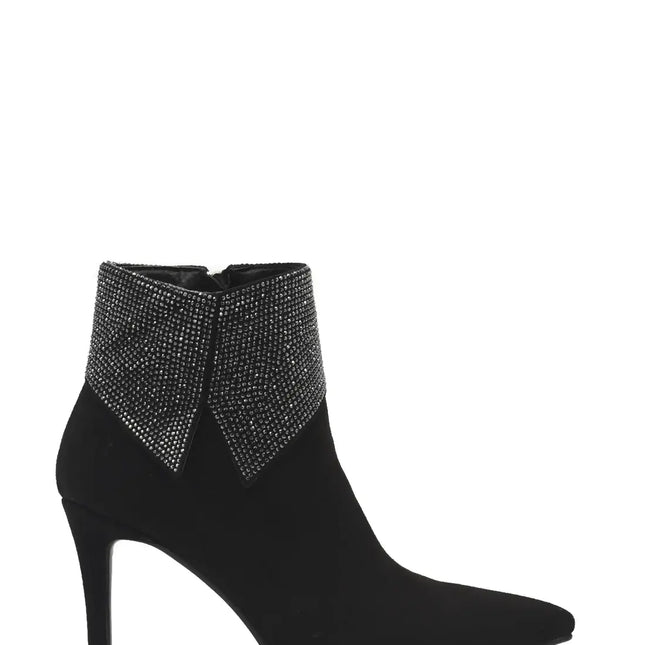 AZAREY Stiefeletten Schwarz Wildleder Strass Lederfußbett