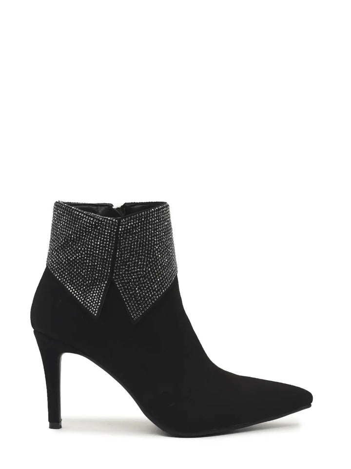 AZAREY Stiefeletten Schwarz Wildleder Strass Lederfußbett