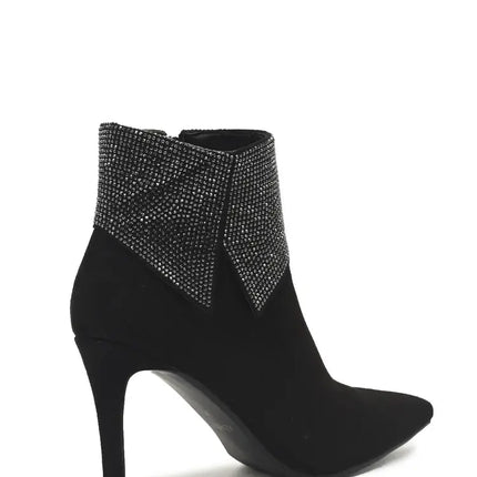 AZAREY Stiefeletten Schwarz Wildleder Strass Lederfußbett