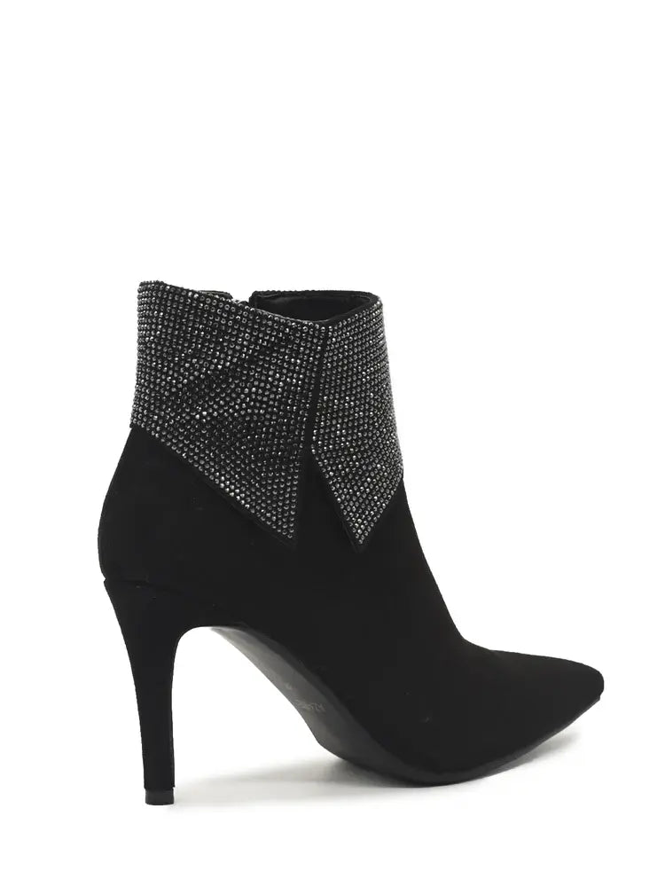 AZAREY Stiefeletten Schwarz Wildleder Strass Lederfußbett