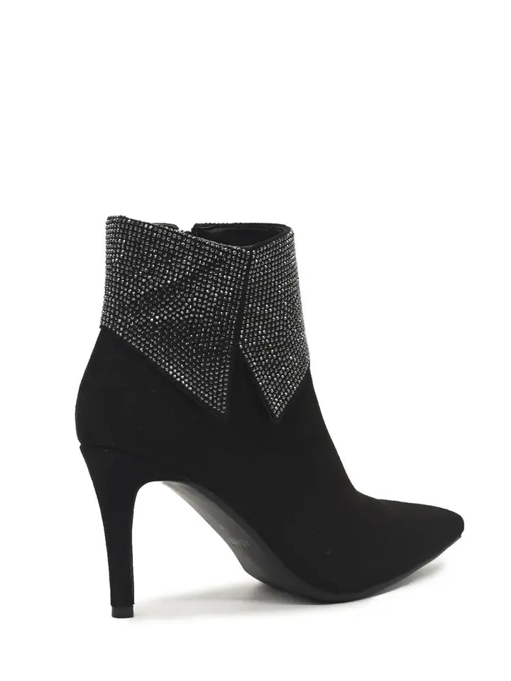 AZAREY Stiefeletten Schwarz Wildleder Strass Lederfußbett
