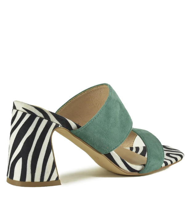 AZAREY Slipper in Türkis mit Zebra-Muster und Lederfußbett