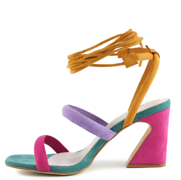 AZAREY Sandalen, mehrfarbig, Wickel-Design, Lederfußbett