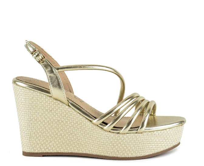AZAREY Keilabsatzschuhe mit goldenem Riemchen und Lederfußbett