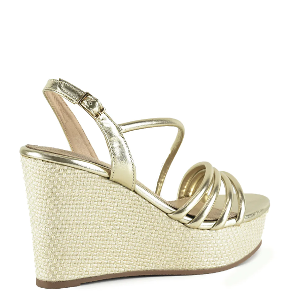AZAREY Keilabsatzschuhe mit goldenem Riemchen und Lederfußbett