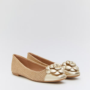 Buonarotti Ballerina Beige Segeltuch Blume Gold