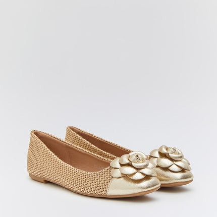 Buonarotti Ballerina Beige Segeltuch Blume Gold