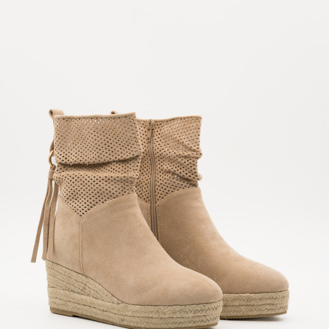 Buonarotti Stiefel Beige Suedine Wegde Keilabsatz