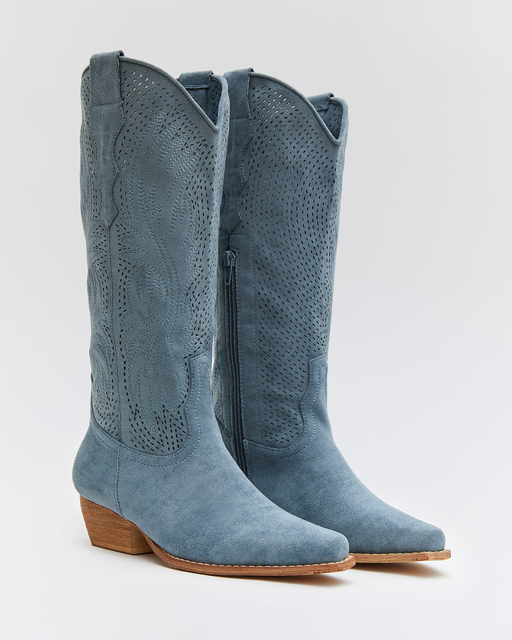 Buonarotti Cowboy Stiefel Blau Suedine Western