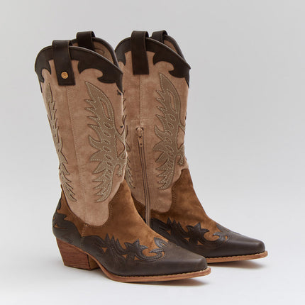 Buonarotti Cowboy Stiefel Braun Retro Beige