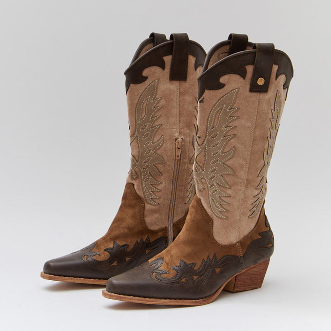 Buonarotti Cowboy Stiefel Braun Retro Beige
