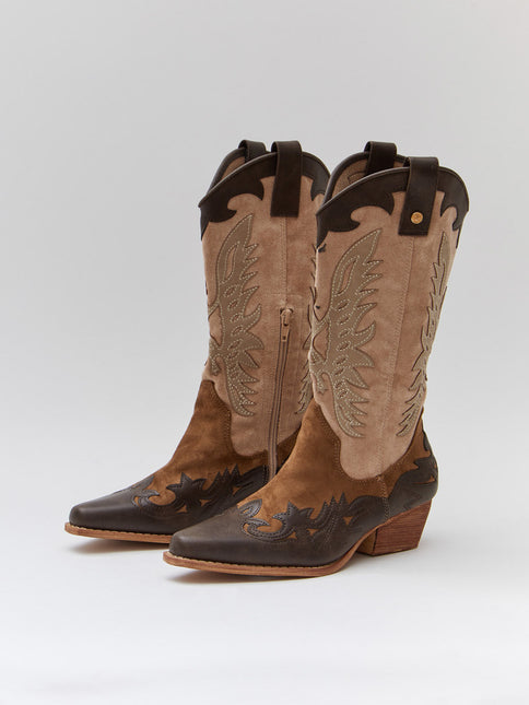 Buonarotti Cowboy Stiefel Braun Retro Beige