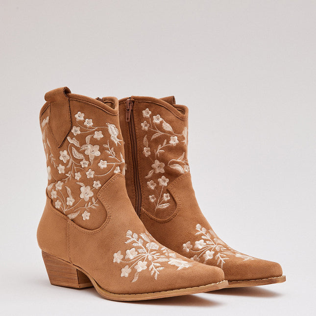 Buonarotti Cowboy Stiefel Braun Suedine Short Floral