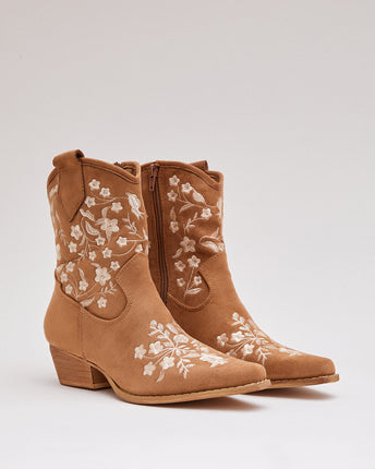 Buonarotti Cowboy Stiefel Braun Suedine Short Floral