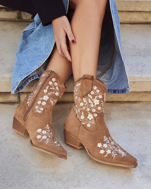 Buonarotti Cowboy Stiefel Braun Suedine Short Floral