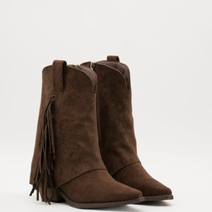 Buonarotti Cowboystiefel Braun Suedine mit Fransen und Nähten