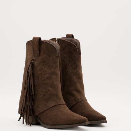 Buonarotti Cowboystiefel Braun Suedine mit Fransen und Nähten