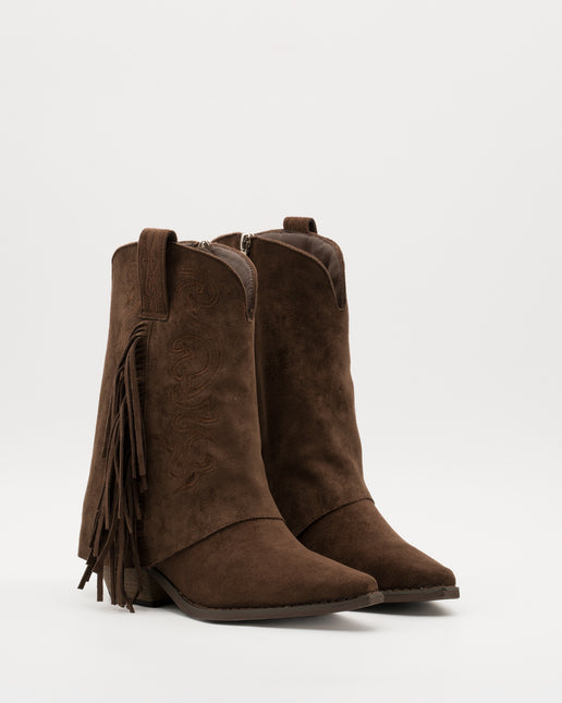 Buonarotti Cowboystiefel Braun Suedine mit Fransen und Nähten