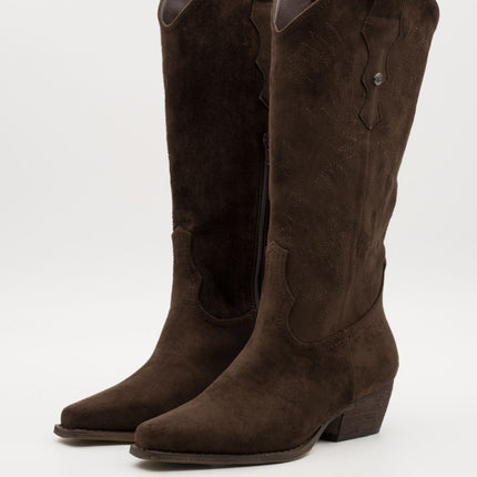 Buonarotti Cowboystiefel Braun Wildlederimitat Nähte