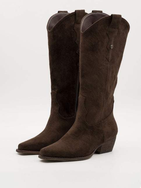 Buonarotti Cowboystiefel Braun Wildlederimitat Nähte