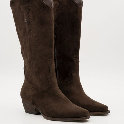 Buonarotti Cowboystiefel Braun Wildlederimitat Nähte