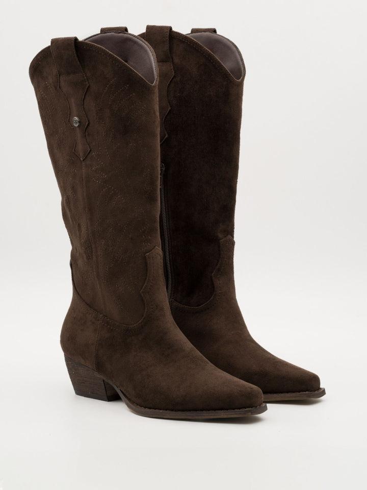 Buonarotti Cowboystiefel Braun Wildlederimitat Nähte