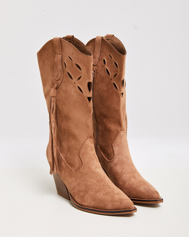Buonarotti Cowboy Stiefel Camel Suedine Bohemian Fransen