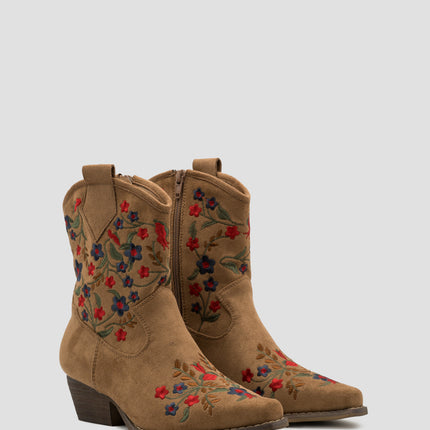Buonarotti Cowboy Stiefel Camel Suedine Short Floral
