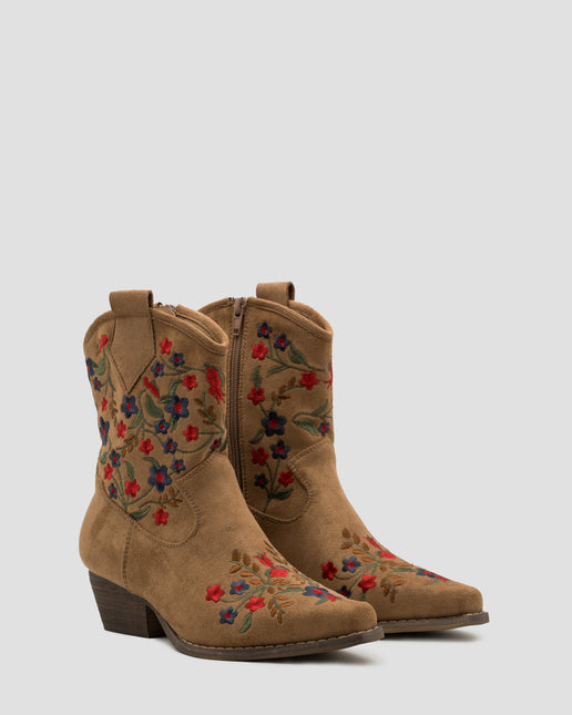 Buonarotti Cowboy Stiefel Camel Suedine Short Floral