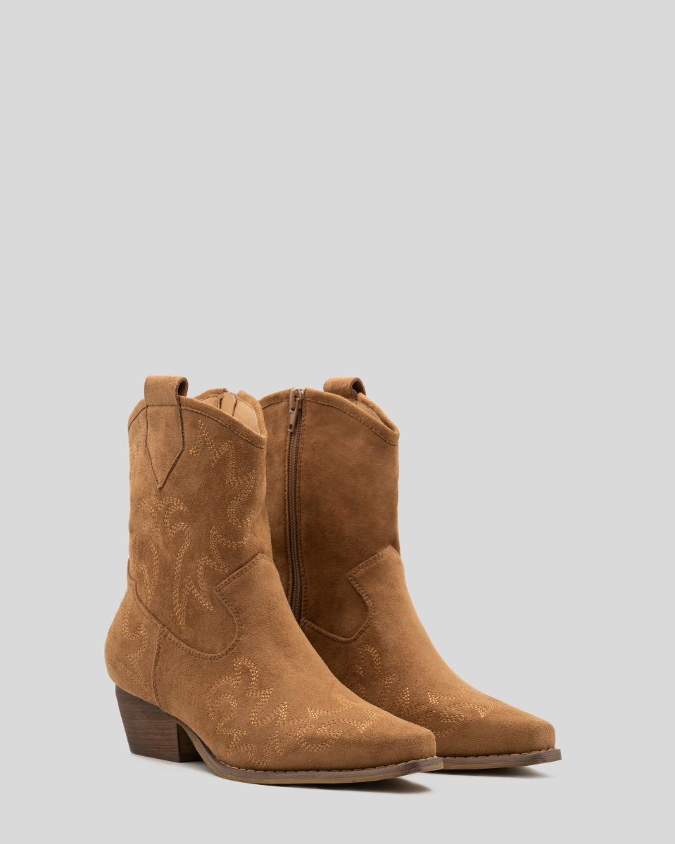 Buonarotti Cowboy Stiefel Camel Suedine Kurz genäht