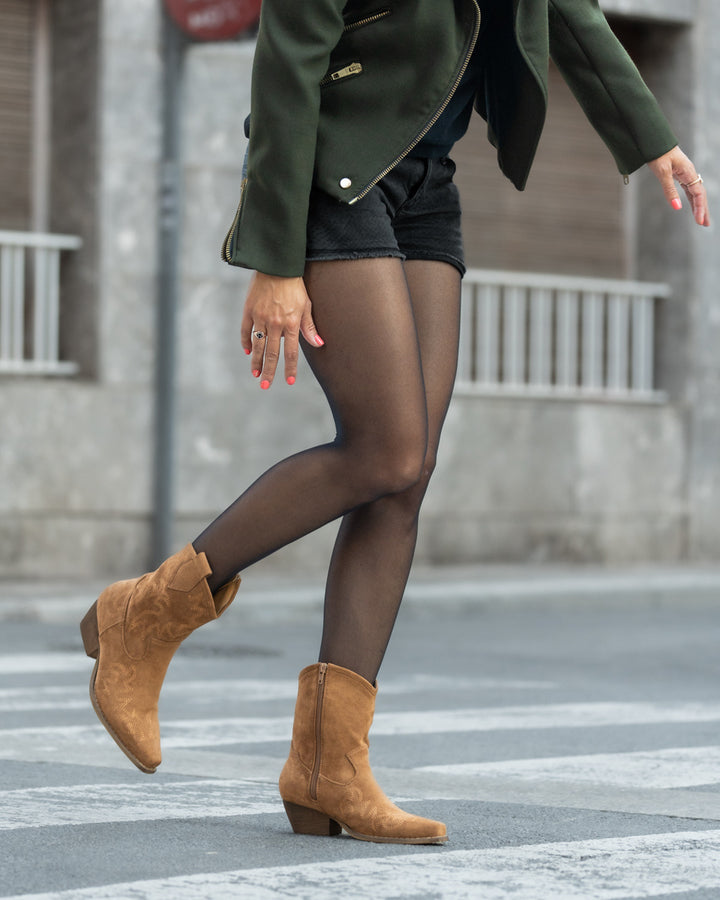 Buonarotti Cowboy Stiefel Camel Suedine Kurz genäht