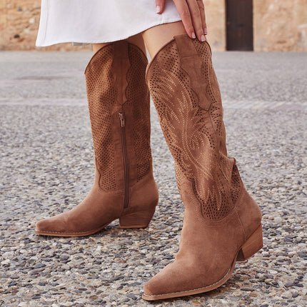 Buonarotti Cowboy Stiefel Camel Suedine Western