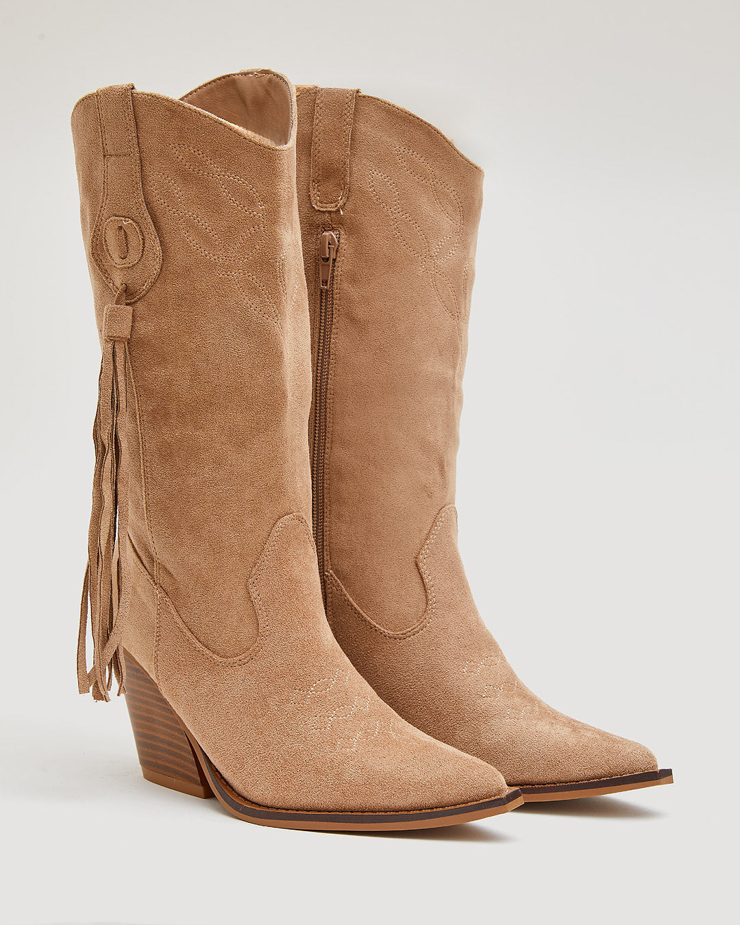 Buonarotti Cowboy Stiefel Khaki Suedine Fransen