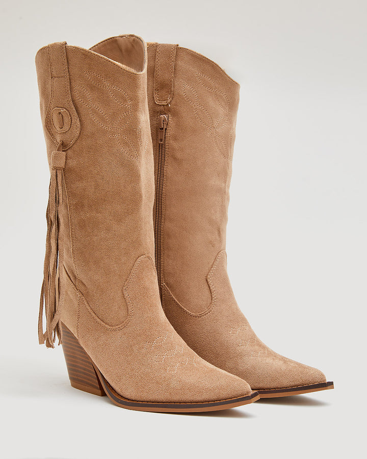 Buonarotti Cowboy Stiefel Khaki Suedine Fransen