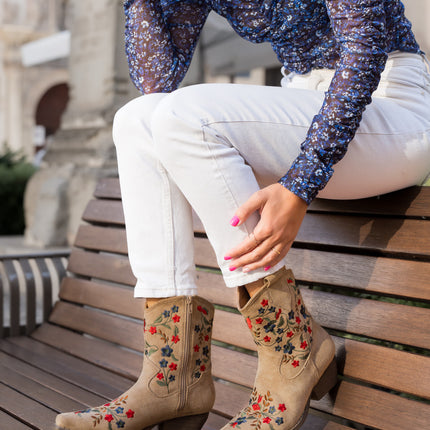 Buonarotti Cowboy Stiefel Khaki Suedine Short Floral