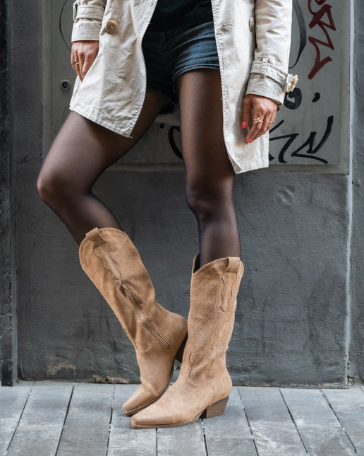 Buonarotti Cowboy Stiefel Khaki Suedine Nähte